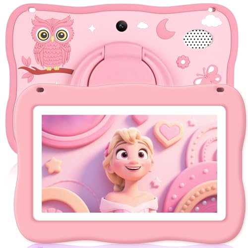 Kids Tablet 7IN Toddler Tablet for Kids, Children Tablets for Toddlers with Parental Controls, Camera, Shockproof Case, Kids Learning Apps Pre-installed Kid’s Educational Tablets for Boy Girl (pink)