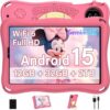 Kids Tablet, Android 15 Tablets for Kids with Octa-Core, 9 inch Toddler Tablet with 12GB 32GB 2TB Expand, 1340*800 IPS Display, Drop-proof EVA Case, Parental Control, Dual Camera, WiFi 6 - Pink