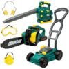 Kids Toy Lawn Mower, Leaf Blower and Chainsaw Set Landscaping Power Tools