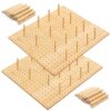 Kigley 6 Pcs Wood Pegboard Drawer Organizer with 48 Pegs Wooden Peg Board System Peg Drawer Organizers for Kitchen Dishes Plate Pegboard Food Containers(Wood Color,20.1x5.91,Bamboo)