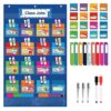 KIKIGOAL Class Jobs Pocket Chart Bulletin Board for School Classroom,Teacher's Helper Classroom Management Educational Pocket Chart (Blue)