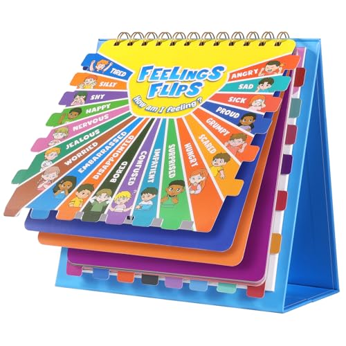 KIKIGOAL Feelings Wheel Emotions Book Feelings Flip Book for Kids, Emotions Chart Feelings Book Calm Down Corner Supplies,Autism Learning Materials ADHD Tools for Kids Classroom Home