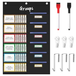 KIKIGOAL Small Group Management Pocket Chart with 96 Cards, Classroom Jobs Chart Small Group Organizer and on Task for Elementary Middle High School Classroom Teacher Office Goal Supplies
