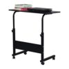 Kikubes 31.5" End Table Side Table, Adjustable Height Mobile Laptop Desk with Removable Side Table, P2 15MM Chipboard & Steel Frame, Small Rolling Computer Desk for Living Room Office Bedroom.