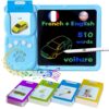 KILOGOGRAPH LCD Writing Tablet for Kids 3-12 - Talking English French Flash Cards, Bilingual 510 Sight Words, Toddler Pocket Speech, Learning Drawing Pad Board, Autism Toys for Children Boys (Blue)