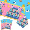 Kilyparty 3PCS Cartoon Teacher Party Tablecloth, Girls Birthday Party Disposable Tablecloth for Girls Boys Happy Birthday Classroom Decor Birthday Party Supplies 108x54 Inch