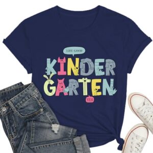Kindergarten Teacher Shirts Women Elementary Cartoon Preschool Life Tee