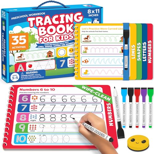 Kindergarten Workbooks - Letter Tracing Books for Kids Ages 3-5, Writing Practice for Kids Age 3-5 - Preschool Workbook Age 3-4, Airplane Toys for Toddlers 1-3, Learning Activities for 3 Year Olds