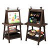 Kinder King 3 in 1 Kids Art Easel w/Paper Roller, Accessories, Coffee