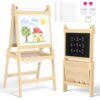 Kinder King Folding Kids Art Easel, Adjustable Easel for Toddlers (Natural)