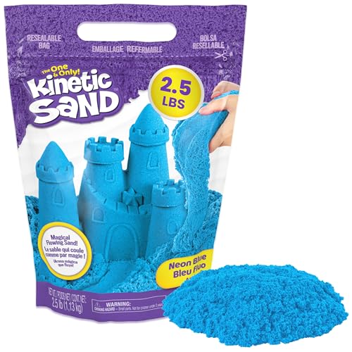 Kinetic Sand, 2.5lbs Blue Play Sand, Amazon Exclusive, Moldable Sensory Toys for Kids, Resealable Bag (Packaging May Vary), for Ages 3 and up, Pack of 3