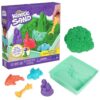 Kinetic Sand, Sandbox Set with 1lb Green Play Sand, 4 Tools & Molds, Storage, Sensory Toys for Kids Ages 3 and up
