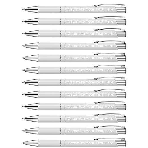 Kingluu Up to 500 Pcs Personalized Ballpoint Pens,FREE ENGRAVING Black Ink Custom Pens with Your Name Logo Message Text for Office Business School Graduation Anniversaries 36 Pcs/Pack(White)