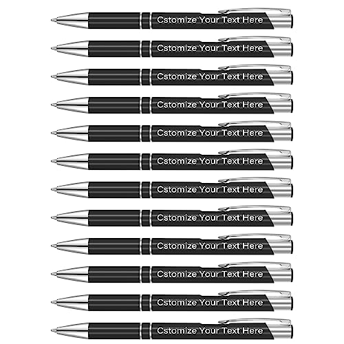Kingluu Up to 500 Pcs Personalized Ballpoint Pens,FREE ENGRAVING Black Ink Custom Pens with Your Name Logo Message Text for Office Business School Graduation Anniversaries 96 Pcs/Pack(Black)