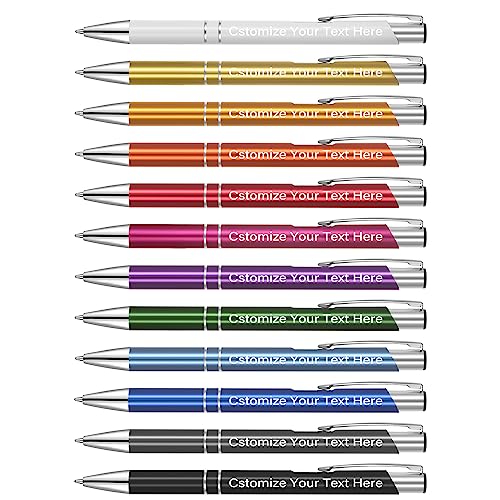 Kingluu Up to 500 Pcs Personalized Ballpoint Pens,FREE ENGRAVING Black Ink Custom Pens with Your Name Logo Message Text for Office Business School Graduation Anniversaries 24 Pcs/Pack(Assorted)