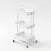 KING OF HIMALAYA 3-Tier Metal Rolling Utility Cart with Wheels and Handle, Mobile Storage Organizer for Kitchen, Bathroom, Laundry Room, Pantry, Office, Bedroom & Craft Room, White