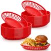Kingrol 50 Pack Oval Fast Food Baskets, 8.9 x 5.6 x 1.5 Inch Plastic Storage Basket Bin for Home, Office, School, Picnic