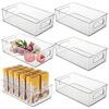 Kingrol 6 Pack Plastic Storage Bins for Pantry, Refrigerator, Countertop, Cabinet Organization, Stackable Food Storage Organizer with Handles, BPA Free, 10 x 6 x 3 Inch