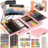 KINSPORY 168 Pack Wooden Art Set, Deluxe Painting Drawing Kit with 3 Coloring Books, Oil Pastels, Watercolor Paints, Art Crafts Supplies, Creative Gift for Beginners, Kids, Boys, Girls & Artists