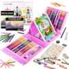 KINSPORY Art Set for Kids, 290 Pack Double-Side Easel Drawing Kits (Pink)