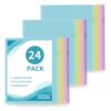 KIOEEE Plastic File Folders, Letter Size Clear Project Sleeves for 8.5 x 11 Paper, Assorted Colors Transparent Document Protectors, Acid-Free Poly Jackets for Home, School & Office (24 Pack)
