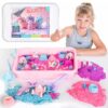 Kipipol Unicorn Sensory Bin for Toddlers 3-4, 5-7 Magic Sand Art Kit w Sandbox, 2.4 LB of Sensory Sand, 10 Sand Toys, 4 Unicorn Toys for Girls Age 4-6, 6-8 Christmas & Birthday Gifts for Girls