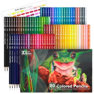 Kird Barken 80 Colored Pencils Set, Oil-Based Soft Core for Adult Coloring Books, Professional Color Pencils Art Gifts for Artists, Beginners and Adults
