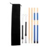 Kisangel 1 Set Drumsticks and Brushes - Metal Wire Drum Brushes with Wood Rods for Drums Beginner Student Drumsticks with Storage Bag for Jazz Classroom