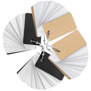 Kisangel 4pcs Portable Blank Flashcards for Students with Thick Paper and Binding Rings, Timeless Simple Style Memo Cards for Travel Diaries and Organizing Work
