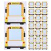 Kisangel 50pcs School Bus Name Tags - Self Adhesive Student Desk Name Plates with Photo Space & Writing Line for Classroom Cubbies Locker Labels Teacher Supplies