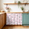 Kitchen Cabinet Curtains Cute Ghosts Halloween Sink Skirt for Bathroom Pink White Funny Art Dishwasher Curtain Cover Under Desk Curtain Skirt Privacy Drape for Classroom Laundry Closet Decor 28"x35"