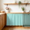 Kitchen Cabinet Curtains Solid Color Sink Skirt for Bathroom Modern Minimalist Pure Color Turquoise Dishwasher Curtain Cover Under Desk Curtain Skirt Privacy Drape for Classroom Laundry Closet 28"x35"