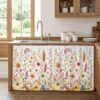 Kitchen Cabinet Curtains Thanksgiving Pumpkin Sink Skirt for Bathroom Country Botanical Flowers Plants Dishwasher Curtain Cover Under Desk Curtain Skirt Drape for Classroom Laundry Closet 32"x55"