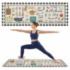 Kitchen Cooking Tool Black Plaid Yoga Mat with Carry Strap & Shortage Bag Non Slip Soft Workout Pilates HIIT Fitness Mat for Home Gym Floor Travel Exercise, 68"x24"