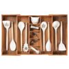 KitchenEdge Adjustable Kitchen Drawer Organizer for Utensils and Junk, Food-Safe Contract Grade with 100% Sustainable Wood, Non-Slip, Expandable from 16" to 28" Wide - Natural Acacia