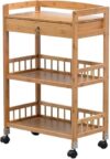 Kitchen Movable Trolleys,Storage Hand Trucks, 3 Tier Beauty Cart with Drawer,Utility Rolling Trolley with Universal Brake Wheel,Hotel Catecart for Aircraft Cabin,/Brown/Large