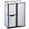 Kitchen Move 16 Gallon Triple Compartment Recycling Trash Can, 3 Section Stainless Steel Kitchen Garbage Can with Foot Pedal, Pull Out Drawer and Removable Buckets