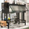 Kitchen Sink Organizer Rack, Space-Saving Multi-Functional Dish Storage, Double Layer Countertop Drain Rack, Dustproof Cupboard Shelf for Tableware