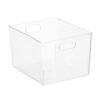 Kitchen Storage Bin Plastic Pantry Organizer with Handles Large Clear