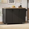 Kitchen Storage Islands and Carts with Drop Leaf with Storage and Dining Table, Rolling Kitchen Island Cart with Wheels Towel Rack， for Kitchen, Dining Room, Black