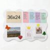 KITCHLYNE Scalloped Bulletin Board, 36x24 Scalloped Felt Bulletin Board, 3' by 2' Trifold Foldable Picture Display with 20 Pins & 5 Cute Decors - White