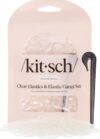 Kitsch Clear Hair Rubber Bands & Black Hair Tie Cutter Tool Set - No-Snag Clear Elastic Hair Ties | Damage-Free & Gentle Hold | Ideal For Daily Use | Women, Kids - 200pcs Set