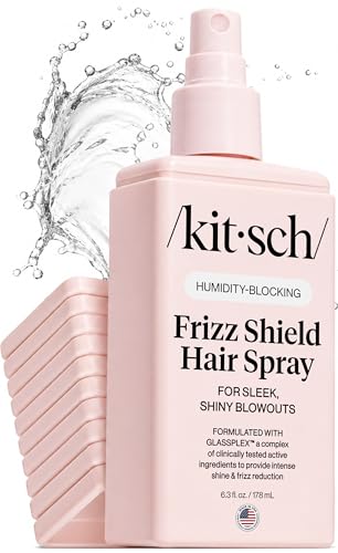 Kitsch Frizz Shield Hair Spray - Frizz Control Hairspray for Smooth, Glass-Like Finish | Lightweight Heat Protectant Hair Care with Argan Oil, No Heavy Residue | Anti Humidity Spray for Hair - 6.3 oz