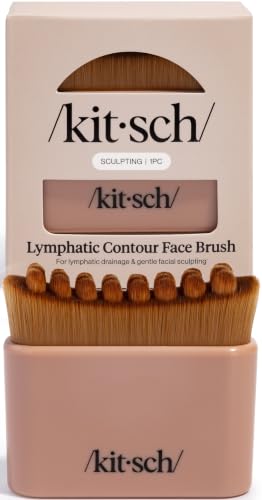 Kitsch Lymphatic Contour Face Brush - Facial Massage Brushes w/Soft Hypoallergenic Bristles, Helps Depuff & Encourage Circulation, Face Brush for Lymphatic Drainage, Ergonomic Design - Terracotta