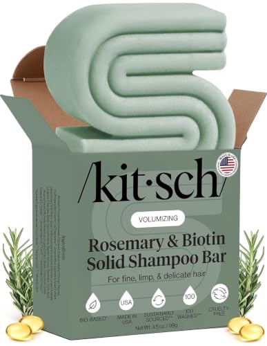 Kitsch Rosemary & Biotin Shampoo Bar - For Hair Growth, Strengthening, Thickening & Volumizing Shampoo for Women and Men - Free of Parabens, Sulfates & Silicones - Made in USA, 3.5 oz
