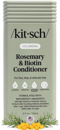 Kitsch Volumizing Rosemary & Biotin Liquid Conditioner for Women and Men for Hair Growth – Boosts Fullness & Shine After 1 Use, Thickening Bio-Based Hair Care, Color-Safe, Made in USA – 12 oz