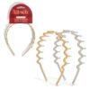 Kitsch Zig Zag Headbands for Women – Fashion Accessories for Slicked Back Styles - Comfortable Wavy Headbands | Comb Headband with Teeth | Ideal Gifts for Women - Gold & Silver - 2 pcs