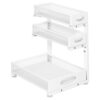 Kitstorack Under Sink Organizer, 1-Pack 3-Tier Height Adjustable Metal Mesh Pull out Cabinet Organizer Shelf, Slide out Storage Drawer Rack for Bathroom Kitchen Pantry Home Laundry Organization