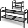 Kitsure Expandable Shoe Rack - 2-Tier Shoe Storage with High-Density Metal Shelves, Easy to Assemble, Space Saving Shoe Rack for Closet, Entryway, Garage, 18.1-29.5" x 11.4" x 17.1", Black