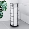 Kitsure Toilet Paper Holder - Space-Saving Toilet Paper Holder Stand Reserve, Rustproof Bathroom Organizers and Storage Solution for Spare Rolls, Black, 15.8" H